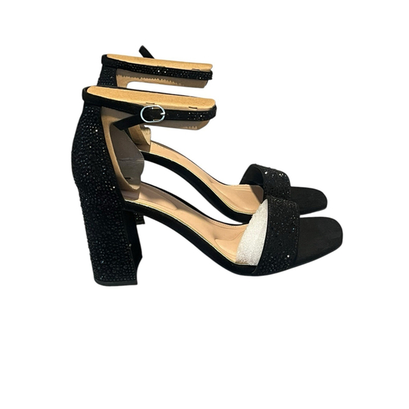 Kelly & Katie Heels Caital XW Size 7.5 Black Wide Block 3.25 Heel Shoe Sparkle - Picture 4 of 11